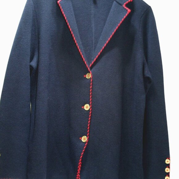 Talbots Plus Size X Merino Wool Sweater Blazer Navy Red Preppy Classic Layering - Picture 1 of 9